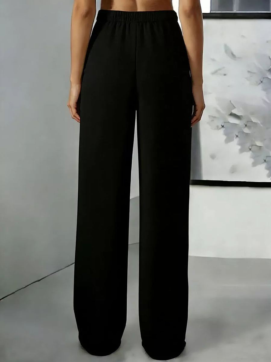 wide-leg pants in Sky Blue with high-waisted and full-length