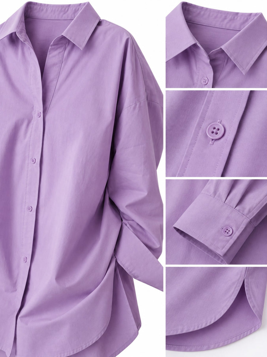 Light Blue button-down shirt with side slit and long sleeve