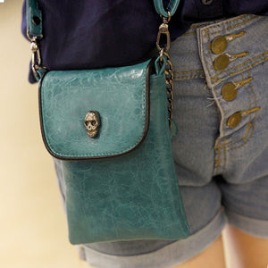 PU Leather Imported Size & crossbody bag in Turquoise with boxy silhouette