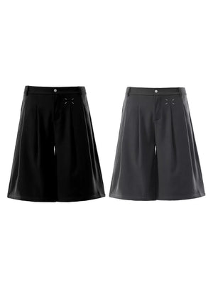 Black with Men's Pleated Loose Fit Capris in Black