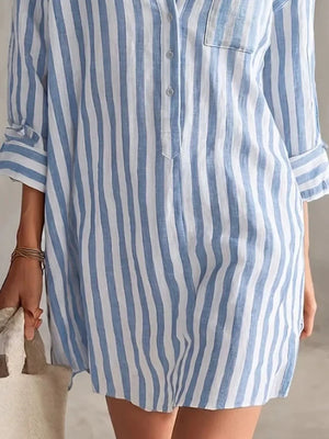 100% polyester Care instructions: Machine wash cold shirt dress in Blue with relaxed silhouette