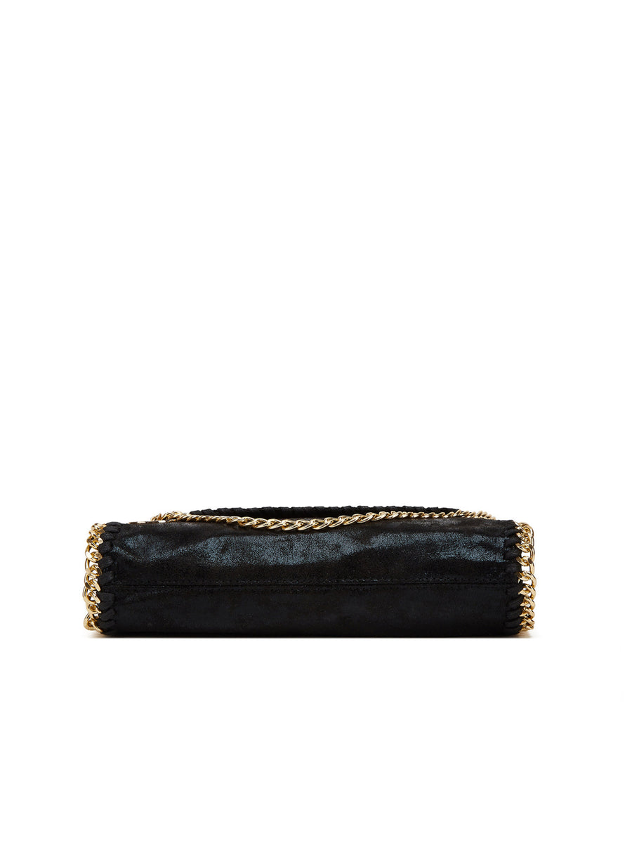 PU Leather Crossbody Bag With Chain Trim in Black