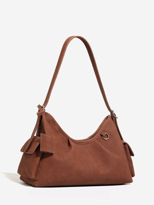 shoulder bag in camel with ruched and medium