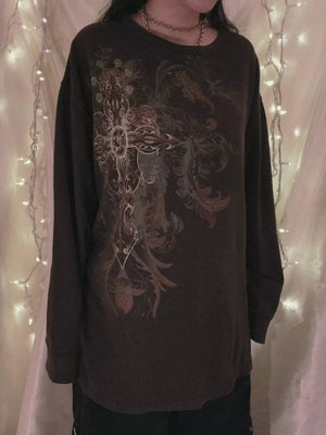 Dark Gray t-shirt with ribbed knit and long sleeve
