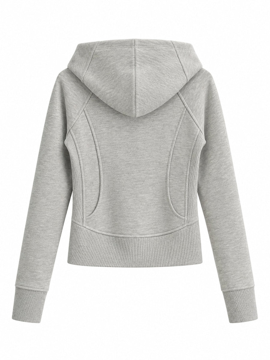 Charcoal Gray zip hoodie with cropped and zip-front