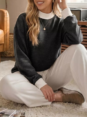 Sage relaxed sweatshirt with mock neck