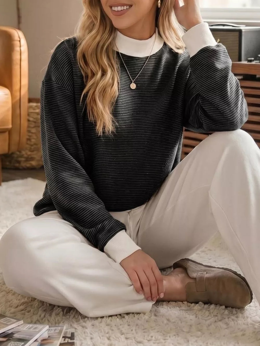 Sage relaxed sweatshirt with mock neck