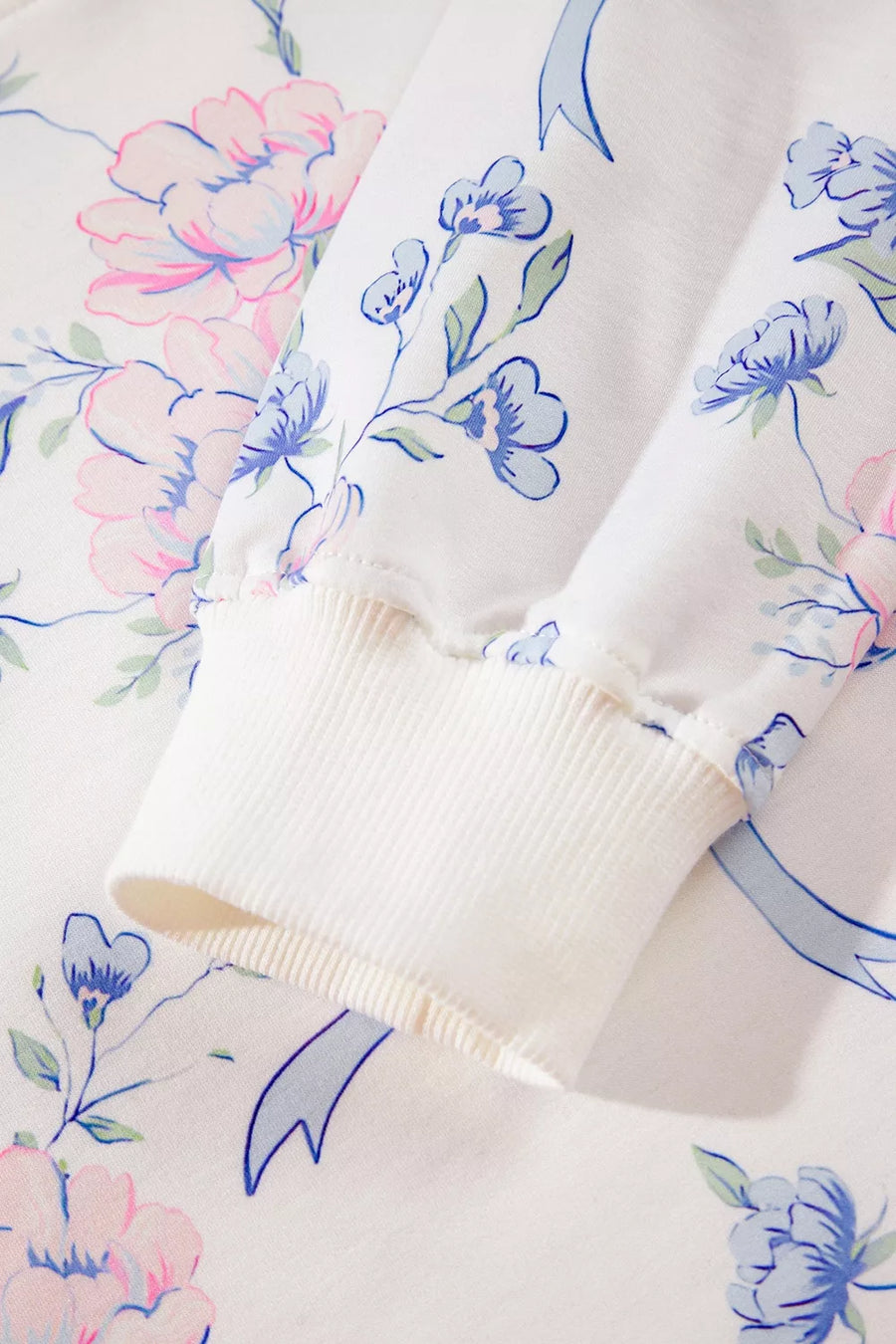 Floral Print Long Sleeve Top & Skort Set in White with two-piece