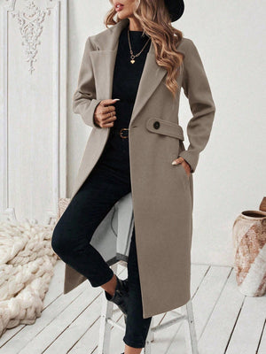 Black overcoat with midi and open-front