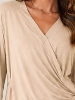 modern wrap top in Gray with v-neck
