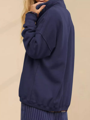 sweatshirt in Camel with dropped shoulder and hip-length
