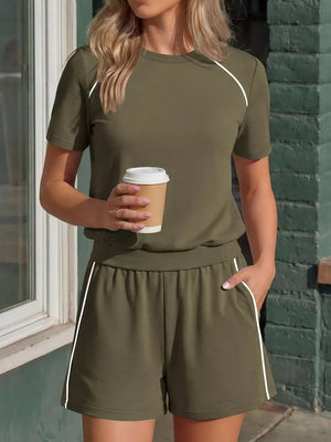 Wine Red t-shirt and shorts set