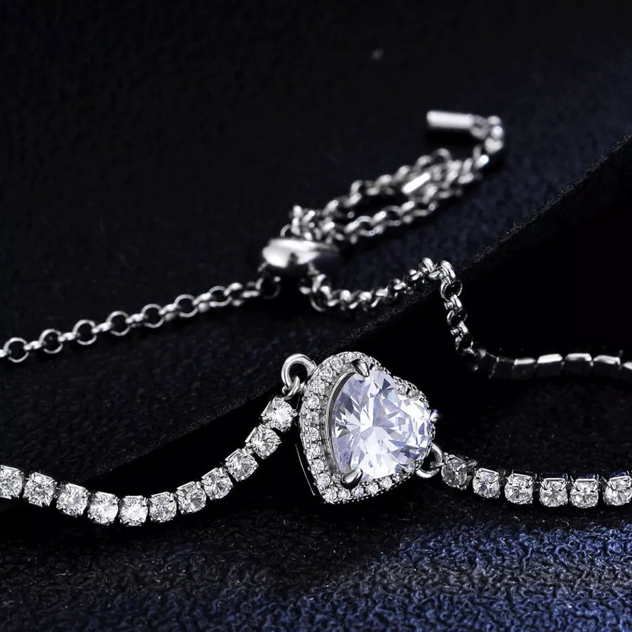 925 sterling silver,Moissanite Carat weight: 2ct Care instructions: Avoid wearin bracelet in clear with fitted silhouette