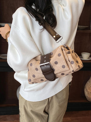 shoulder bag featuring polka-dot in Brown with PU Leather Imported Size & texture