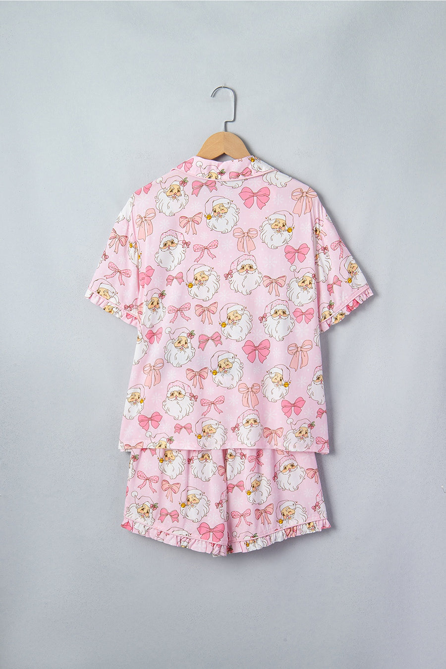 vintage-inspired pajama set in Blush Pink with collared