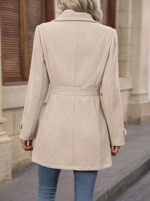 classic overcoat in light beige with notch lapel