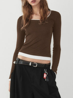 95% polyester, 5% elastane Care instructions: Machine wash cold t-shirt in Brown with slim silhouette