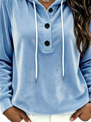 100% polyester Care instructions: Machine wash cold pullover hoodie in Sky Blue with relaxed silhouette