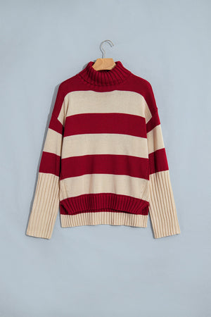 classic pullover sweater in Burgundy with turtleneck
