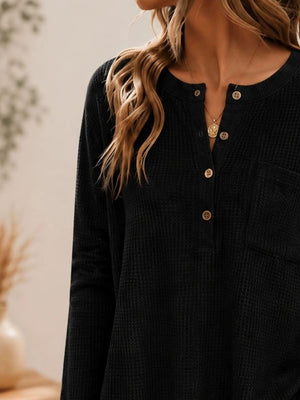 Apricot henley with tunic-length and half-button