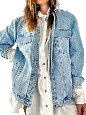 95%cotton,5%spandex Care instructions: Machine wash cold denim jacket in black with relaxed silhouette