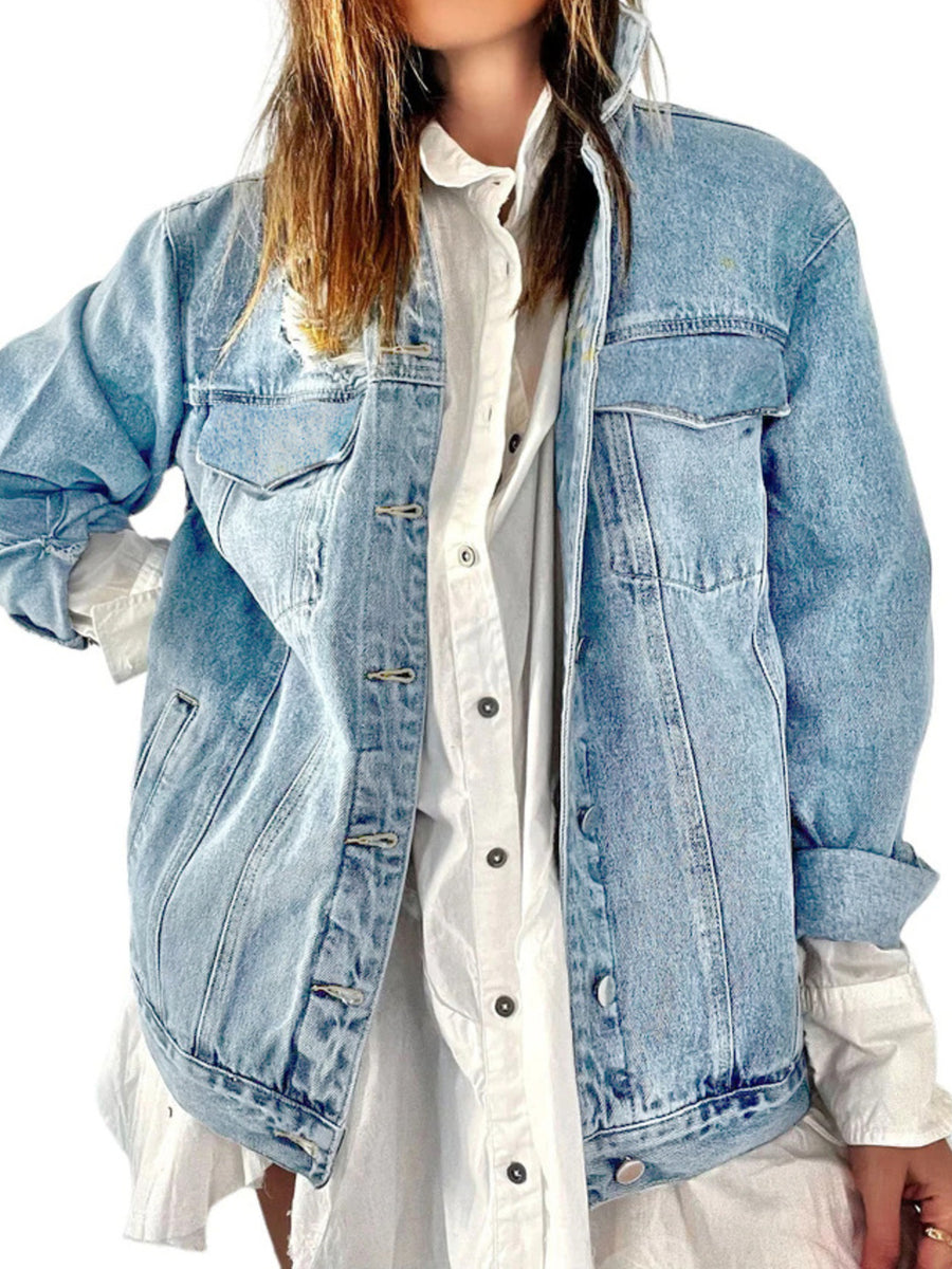 95%cotton,5%spandex Care instructions: Machine wash cold denim jacket in black with relaxed silhouette