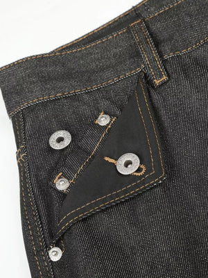 Men S High-waisted Wide-leg Jeans in Black with buttoned