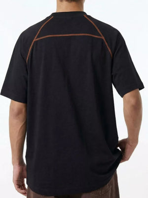Men S Round Neck Short Sleeve T-shirt in Burgundy