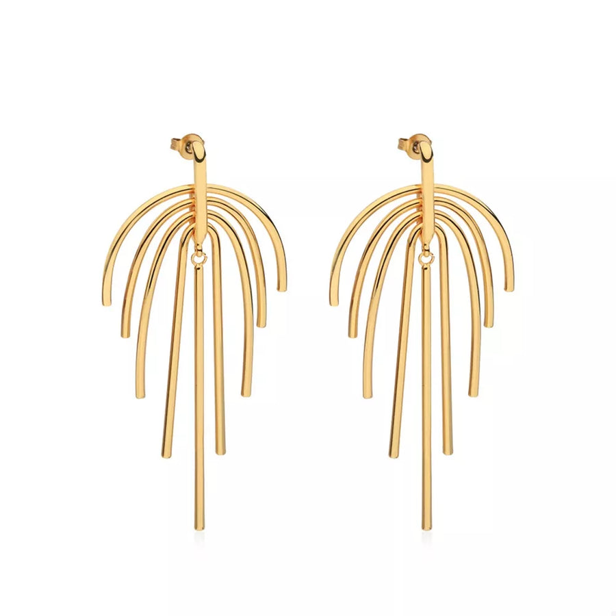 Gold earrings featuring 18K gold-plated and geometric