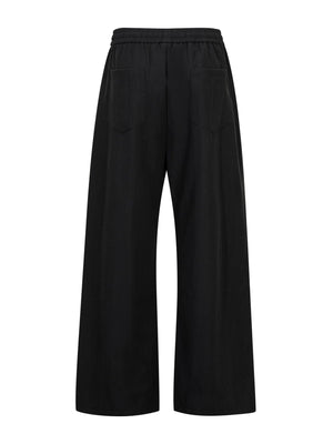 Men's Elastic-Waist Wide-Leg Drawstring Pants in Black with drawstring waist