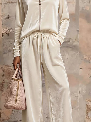Air Force Blue relaxed, wide-leg pajama set with mock neck