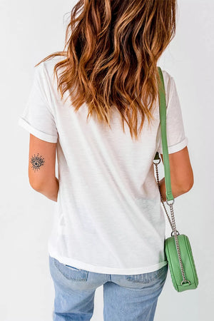 White t-shirt with hip-length and pullover