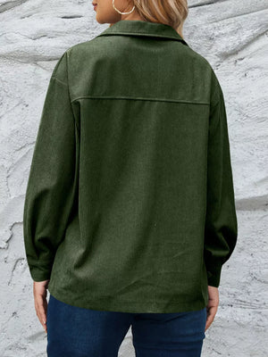 Corduroy Button-down Shirt With Chest Pockets option 8