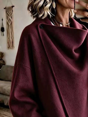 100% polyester Care instructions: Machine wash cold cape in Coffee Brown with oversized silhouette
