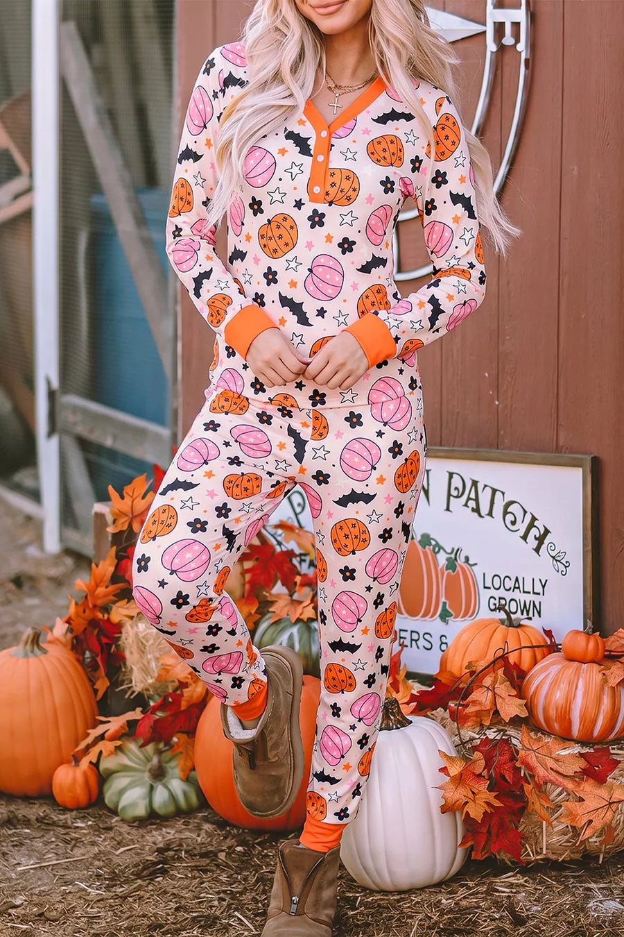 black pajama set with hip-length and half-button
