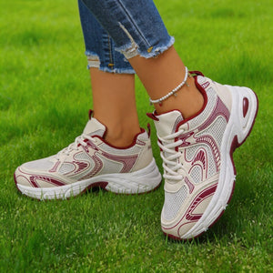 Breathable Lace Up Athletic Shoes Sneakers in cream with breathable