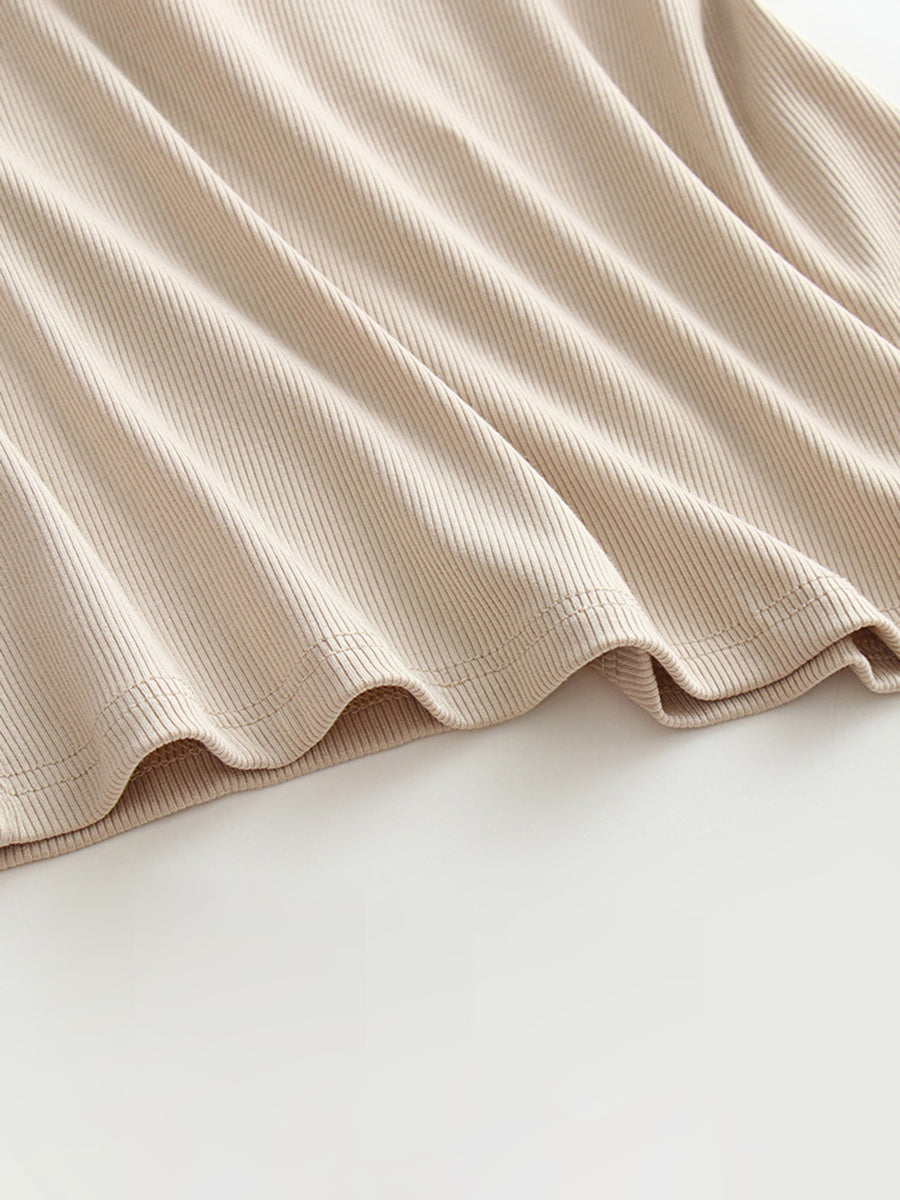 Camel ribbed halter tank top with built-in bra detail