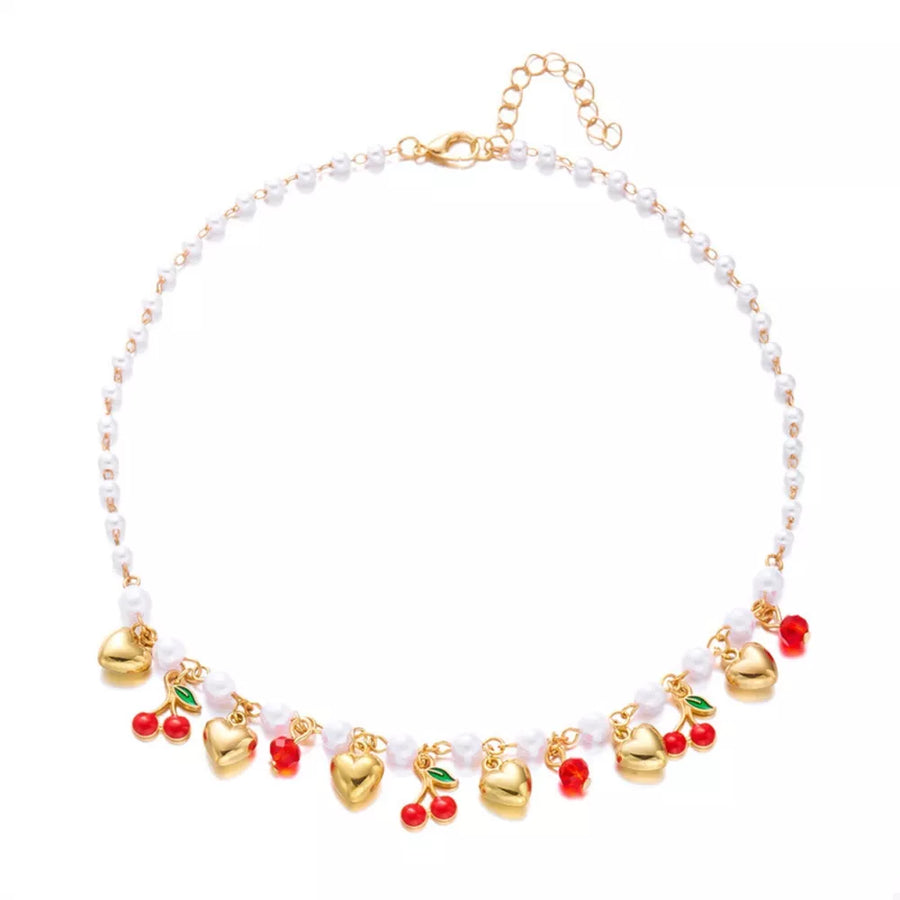 necklace in white with motif and pearl embellishment