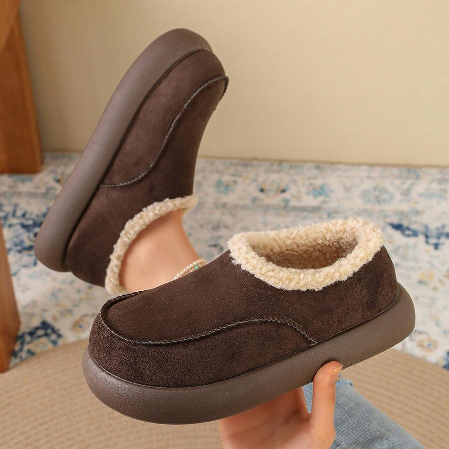 Coffee Brown boots with low-cut and slip-on