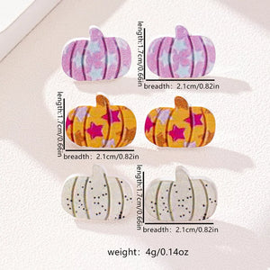 earrings in yellow with striped and pumpkin shape
