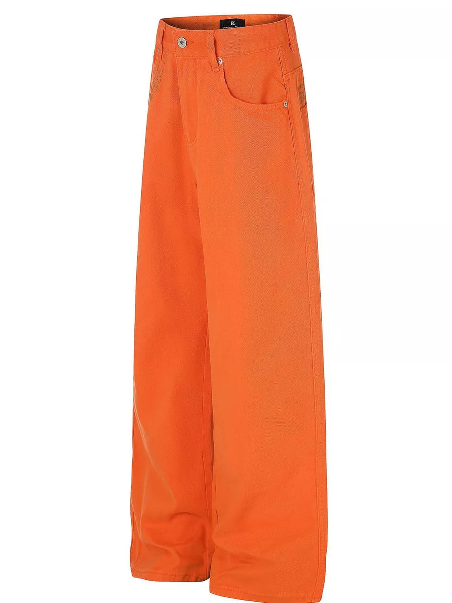 100% cotton Care instructions: Machine wash cold wide-leg pants in Orange with wide-leg silhouette
