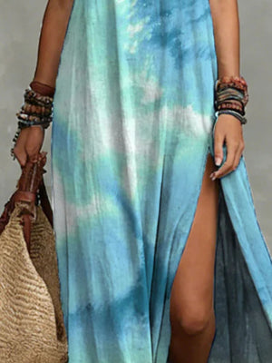 bohemian maxi dress in Light Blue with halter