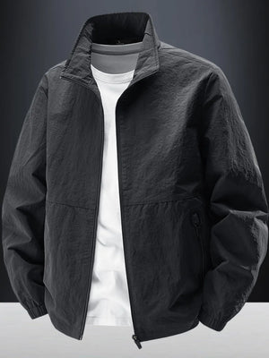 Men's Plus Size Zip Up Long Sleeve Jacket in Sage with pocketed