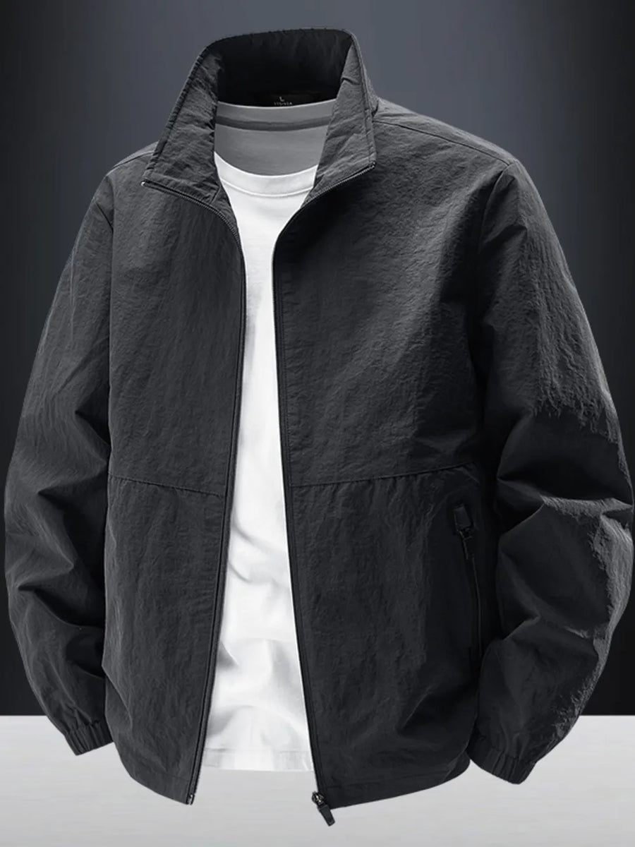 Men's Plus Size Zip Up Long Sleeve Jacket in Sage with pocketed