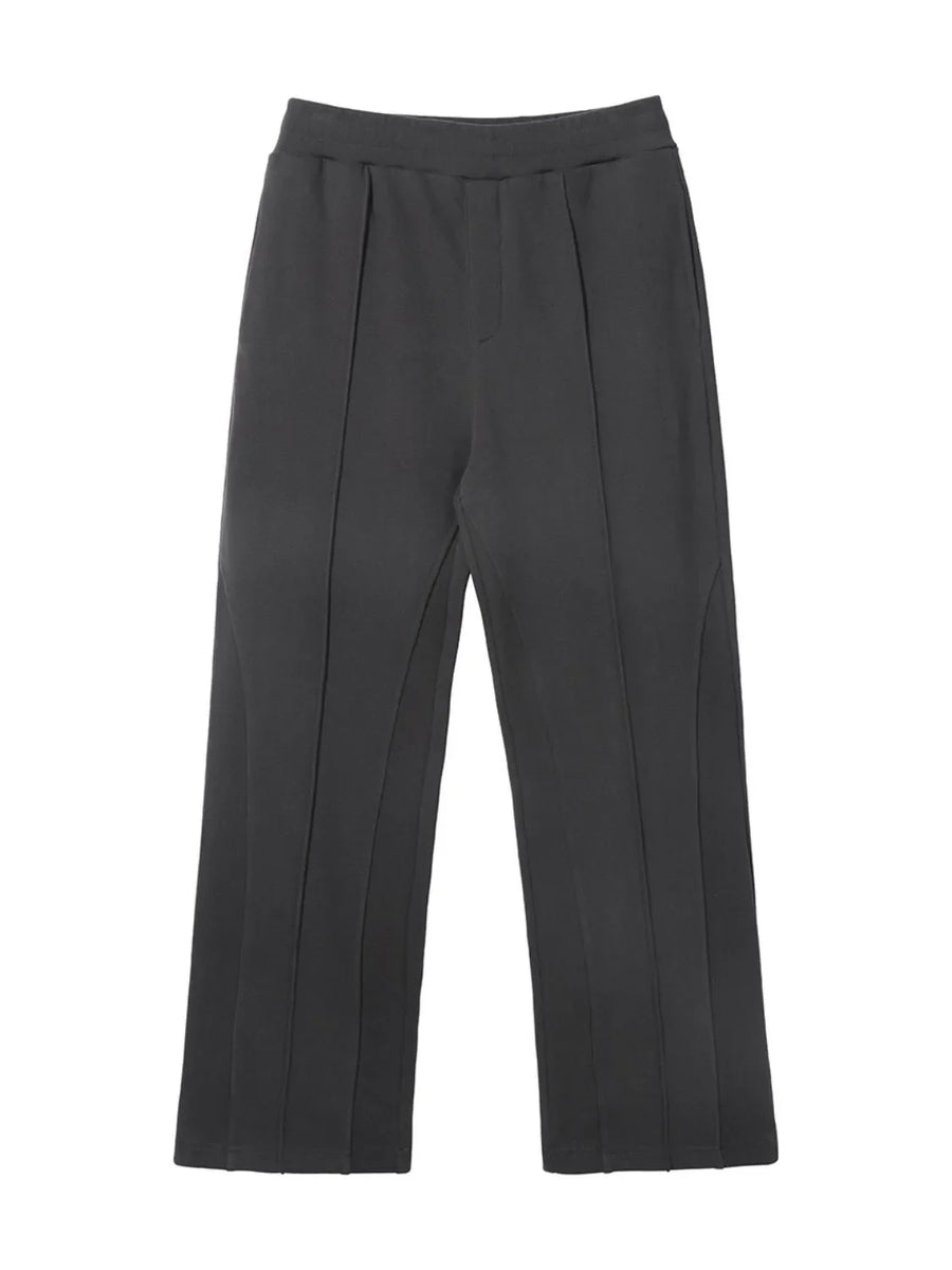 Dark gray lounge trousers with seam detail and wide leg