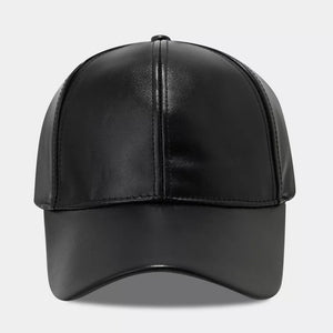 Pu Leather Baseball Cap in Blue with structured crown