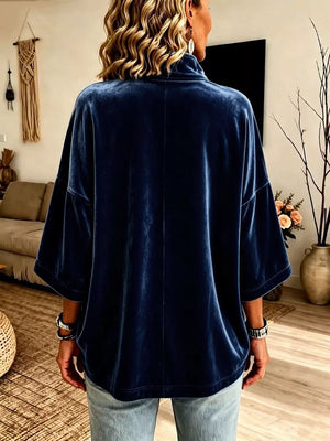 Full Size Velvet Quarter-zip Sweatshirt Plus Size in White