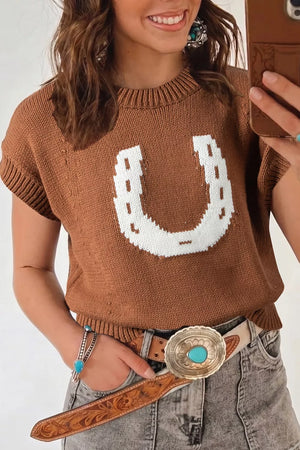 rust pullover sweater with waist-length and pullover