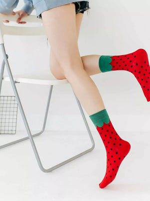 Contrast Cuffs Socks in orange with contrast cuff