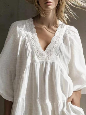 100% polyester Care instructions: Machine wash cold mini dress in White with A-line silhouette